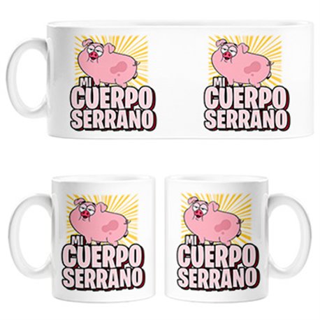 Taza cerdito divertido mi cuerpo serrano