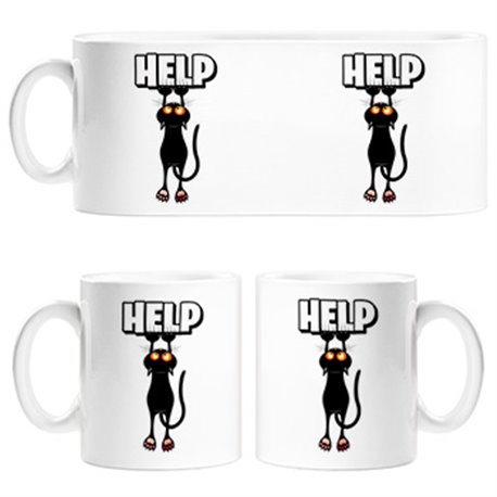 Taza gato divertido cayéndose