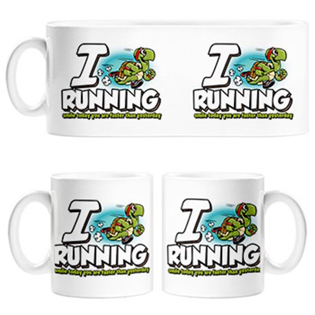 Taza I Love Running divertido con tortuga veloz para corredores trail maratones