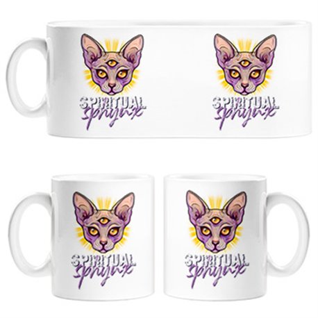 Taza ilustración de gato spiritual Sphynx