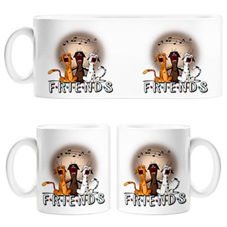 Taza ilustración parodia divertida de amigos gatunos gatos cantando