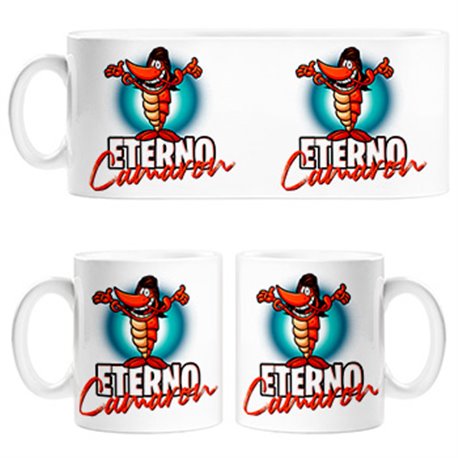 Taza ilustración parodia divertida eterno camarón el crutáceo