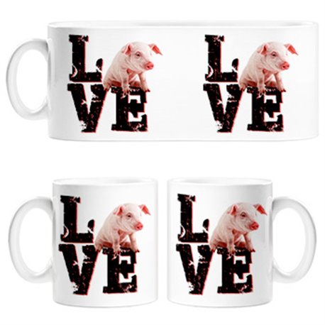 Taza Love Pig me gustan los certidos mascotas