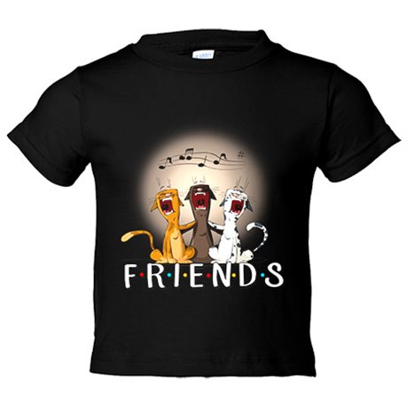 Camiseta niño ilustración parodia divertida de amigos gatunos gatos cantando