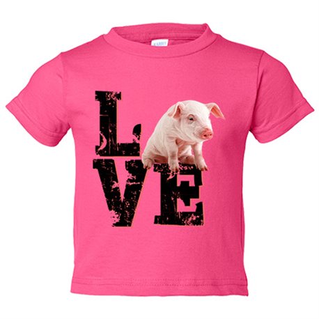 Camiseta bebé Love Pig me gustan los certidos mascotas
