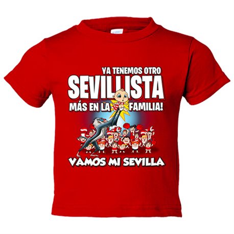 Camiseta bebé ya tenemos otro Sevillista más en la familia para aficionado al fútbol de Sevilla