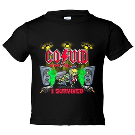 Camiseta niño parodia ACDC on Tour I survived Covid 19