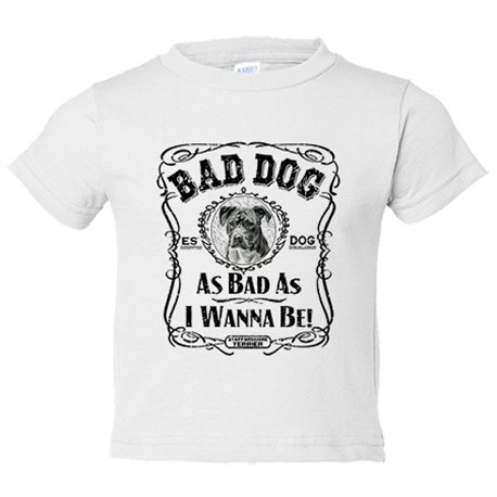 Camiseta bebé frase perro raza Staffordshire Terrier Bad dog as bad as I wanna be