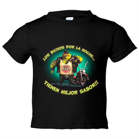 Camiseta bebé para moteros los bichos por la noche tienen mejor sabor
