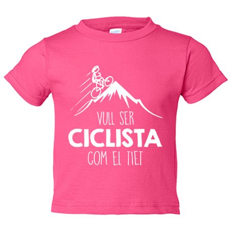 Camiseta bebé Vull ser ciclista com el tiet