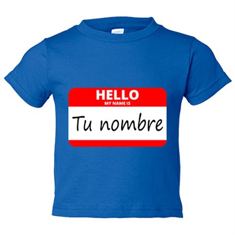 Camiseta bebé Hello My Name Is tu nombre personalizable