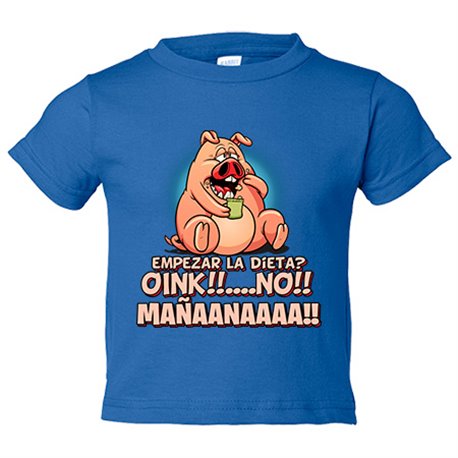 Camiseta bebé frase divertida cerdito empezar la dieta mañana
