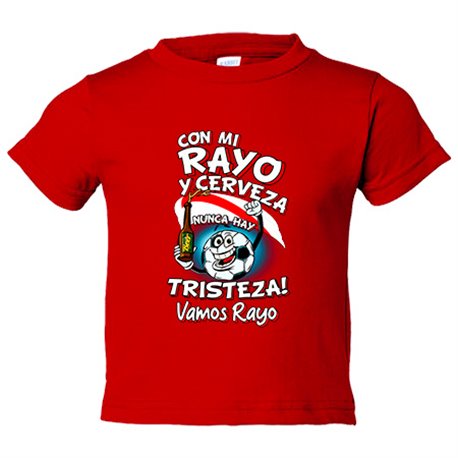 Camiseta bebé frase con mi Rayo y cerveza nunca hay tristeza Vallecas fútbol