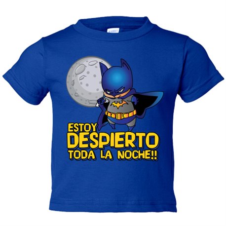 Camiseta bebé parodia del hombre murciélago Estoy despierto toda la noche