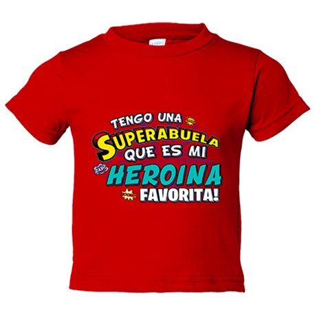 Camiseta bebé tengo una Superabuela que és mi heroína favorita regalo para abuela