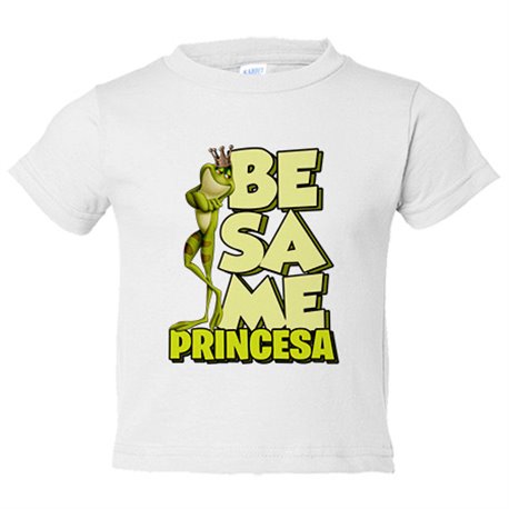 Camiseta bebé dibujo divertido rana bésame princesa