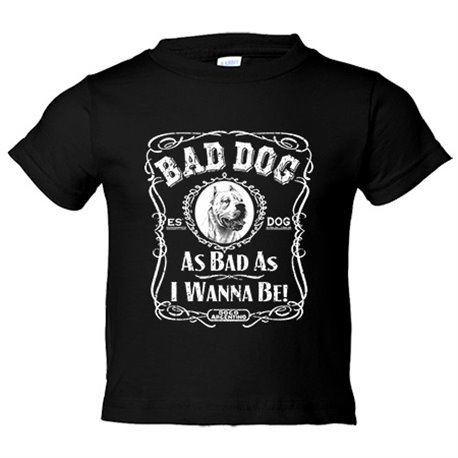 Camiseta niño frase perro mascota raza Dogo Argentino Bad dog as bad as I wanna be