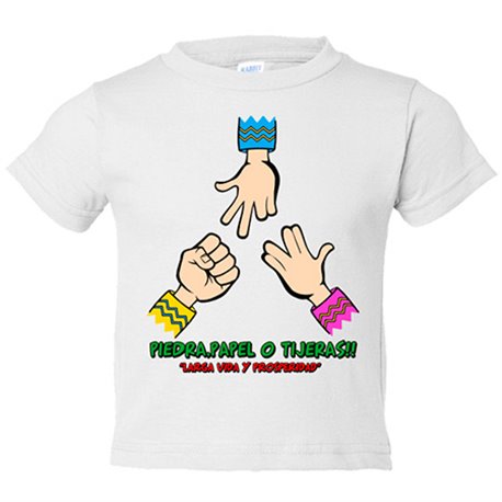 Camiseta bebé Piedra, Papel, Tijera, Larga Vida Y Prosperidad