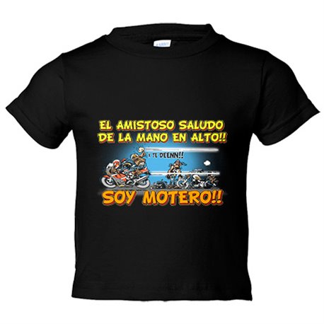 Camiseta bebé el amistoso saludo de la mano en alto soy motero