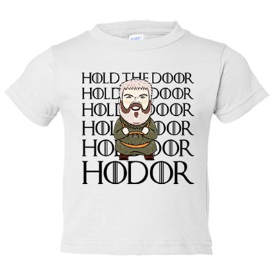 Camiseta bebé parodia Hodor frase Hold The Door