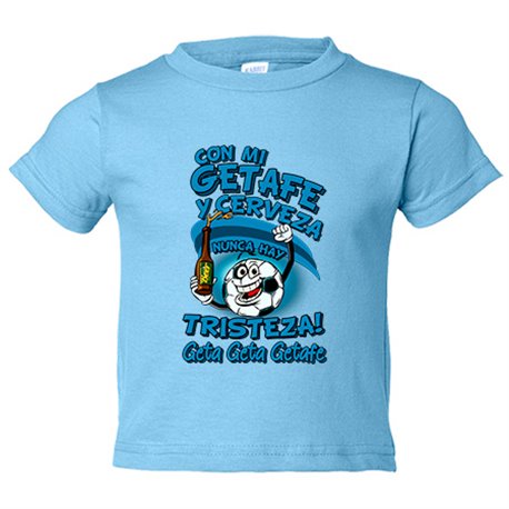 Camiseta bebé frase con mi Getafe y cerveza nunca hay tristeza Geta fútbol
