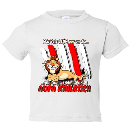 Camiseta bebé frase divertida león del Athletic por un día