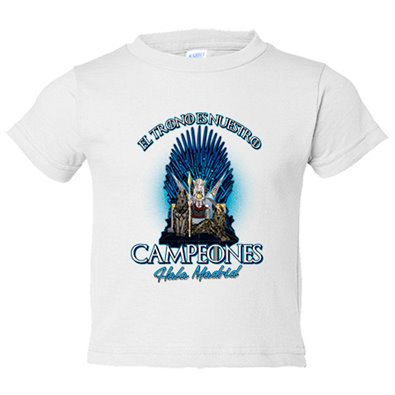 Camiseta bebé Madrid fútbol el trono es nuestro Real