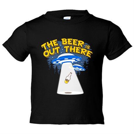 Camiseta bebé The Beer Is Out There friki cervezero