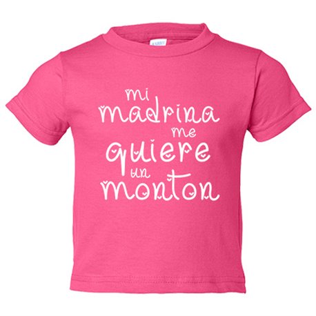 Camiseta bebé Mi madrina me quiere un montón