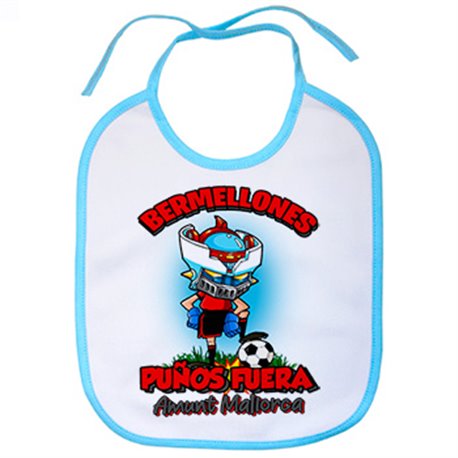Babero frase Bermellones puños fuera parodia robot de los 80 para nostálgicos futboleros de Mallorca