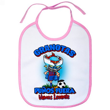 Babero frase granotas puños fuera parodia robot de los 80 para nostálgicos futboleros de Levante