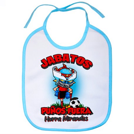 Babero frase jabatos puños fuera parodia robot de los 80 para nostálgicos futboleros del Mirandés