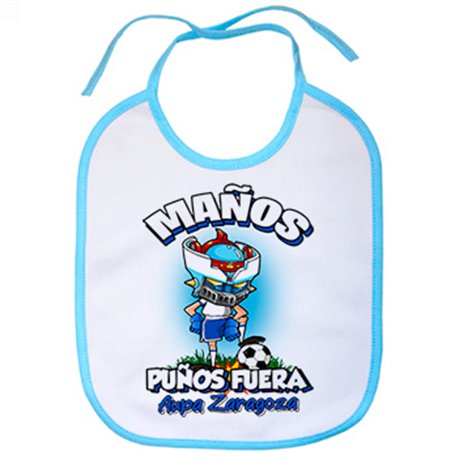 Babero frase maños puños fuera parodia robot de los 80 para nostálgicos futboleros de Zaragoza