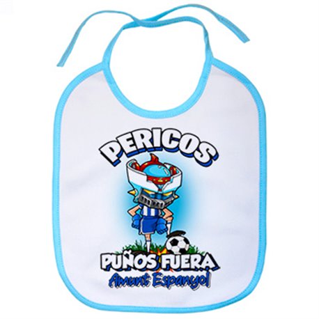 Babero frase pericos puños fuera parodia robot de los 80 para nostálgicos futboleros del equipo espanyol