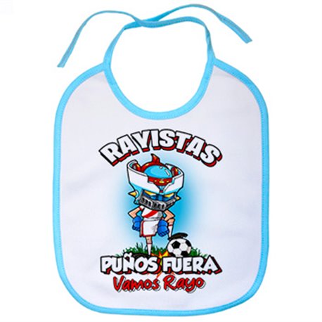 Babero frase rayistas puños fuera parodia robot de los 80 para nostálgicos futboleros del Rayo