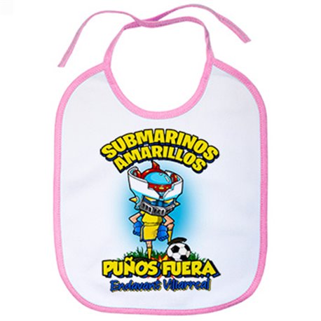 Babero frase submarinos amarillos puños fuera parodia robot de los 80 para nostálgicos futboleros de Villarreal