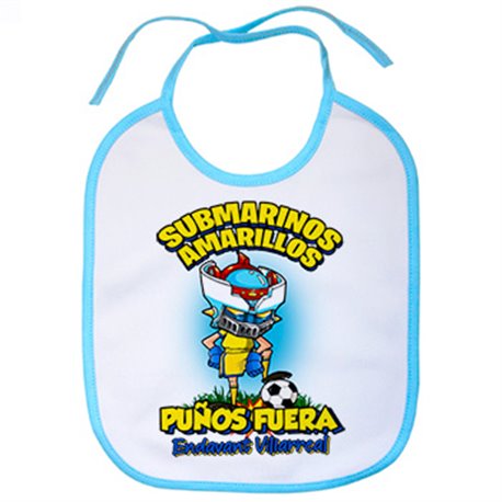 Babero frase submarinos amarillos puños fuera parodia robot de los 80 para nostálgicos futboleros de Villarreal