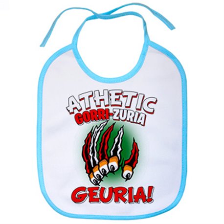 Babero para futboleros del Athletic frase gorri zuria geuria (en negro y gris sobretodo)