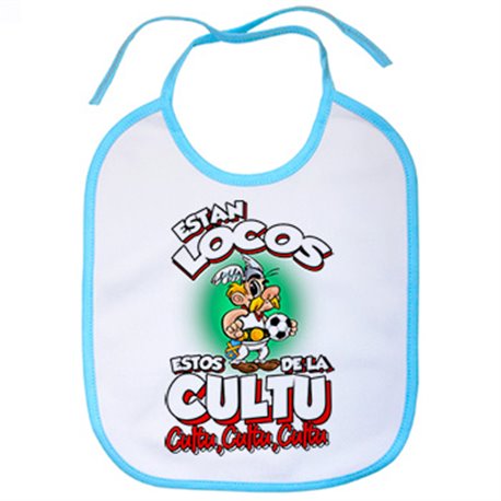 Babero parodia de Asteris para aficionados al fútbol de la Cultu