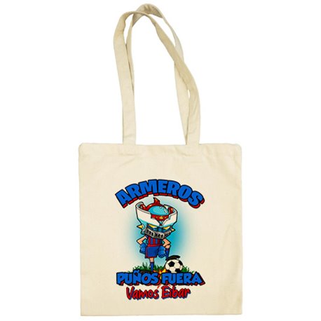 Bolsa de tela frase armeros puños fuera parodia robot de los 80 para nostálgicos futboleros de Eibar