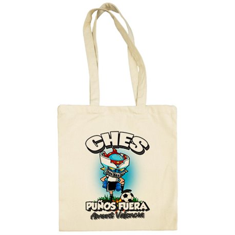Bolsa de tela frase ches puños fuera parodia robot de los 80 para nostálgicos futboleros de Valencia