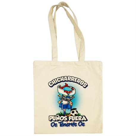 Bolsa de tela frase chicharreros puños fuera parodia robot de los 80 para nostálgicos futboleros de Tenerife