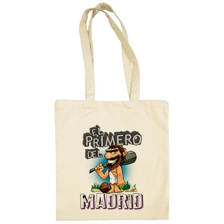 Bolsa de tela frase el primero del Madrid para hincha de su equipo de fútbol