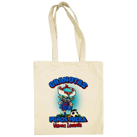 Bolsa de tela frase granotas puños fuera parodia robot de los 80 para nostálgicos futboleros de Levante