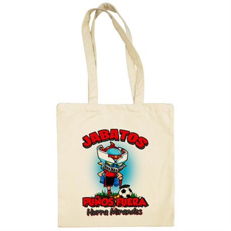 Bolsa de tela frase jabatos puños fuera parodia robot de los 80 para nostálgicos futboleros del Mirandés