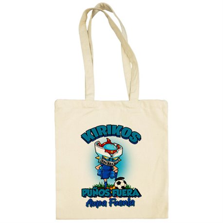 Bolsa de tela frase kirikos puños fuera parodia robot de los 80 para nostálgicos futboleros de Fuenlabrada