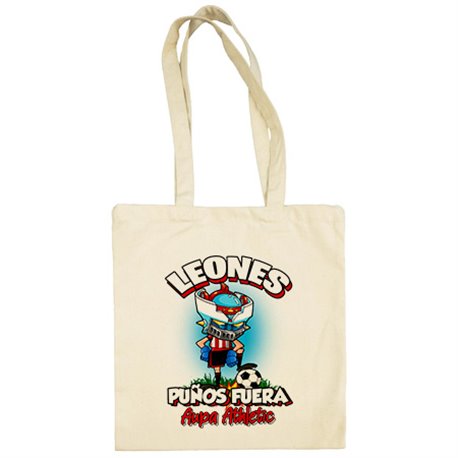 Bolsa de tela frase leones puños fuera parodia robot de los 80 para nostálgicos futboleros del Athletic