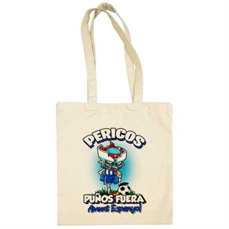 Bolsa de tela frase pericos puños fuera parodia robot de los 80 para nostálgicos futboleros del equipo espanyol