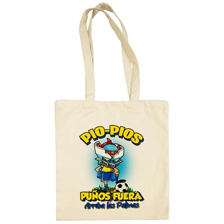 Bolsa de tela frase pio pios puños fuera parodia robot de los 80 para nostálgicos futboleros de Las Palmas