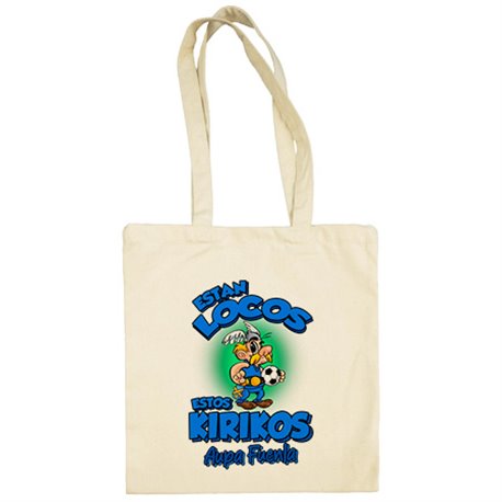 Bolsa de tela parodia de Asteris para aficionados al fútbol de Fuenlabrada